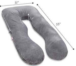 Meiz U Shaped Pregnancy Body Pillow with Zipper Removable Cover (Gray- Velvet)