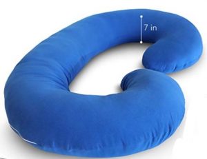 PharMeDoc Pregnancy Pillow with Blue Jersey Cover, C Shaped Full Body Pillow - Available in Blue, Pink, Grey