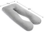 AngQi 55" Full Body Pregnancy Pillow, U Shaped Maternity Pillow for Pregnant Women and Back Pain, with Body Pillow Jersey Cover, Gray
