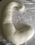 Marine Moon Pregnancy Pillow - Pregnancy Body Pillow and Maternity Pillow for Sleeping with 100% Cotton Cover (White)