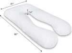 NiDream Bedding Premium U Shape Pregnancy Pillow - Maternity Pillow - for Side Sleeping - for Growing Tummy Support - with 100% Cotton Zipper Removable Cover(White)